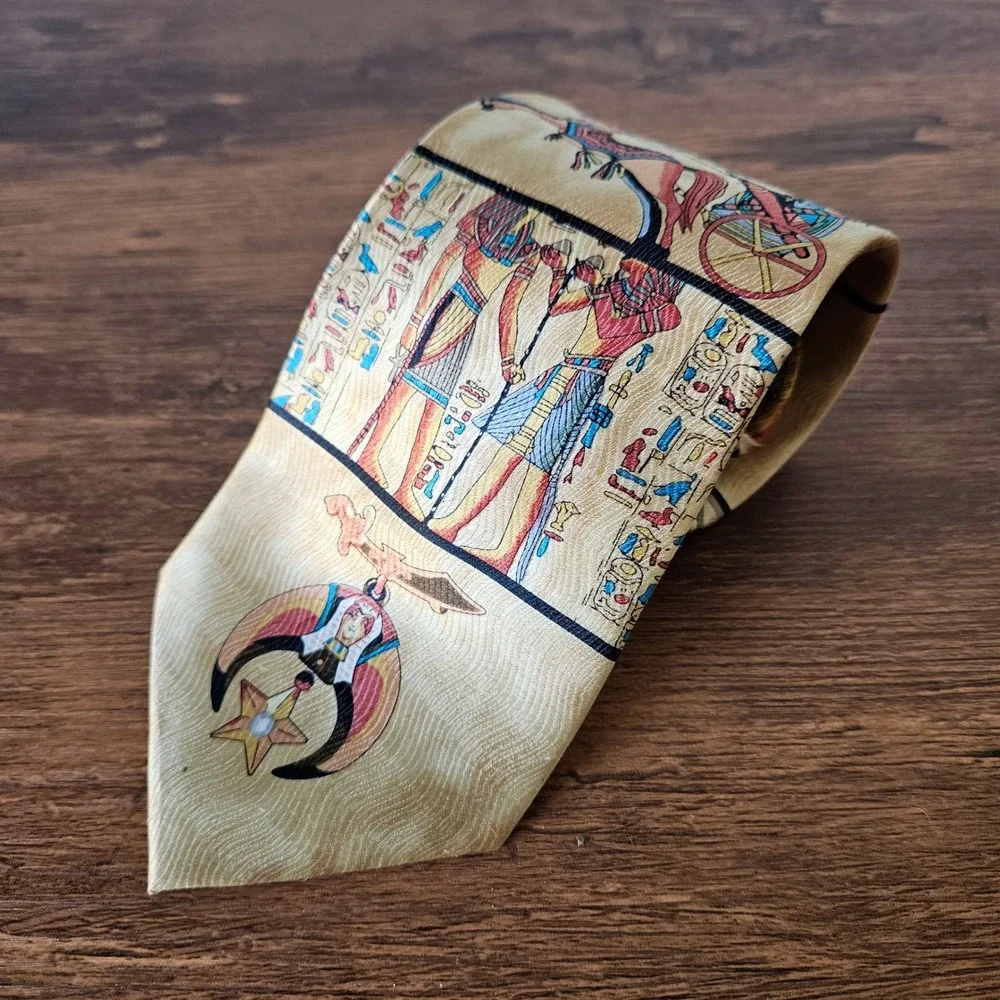 Douglas Maxwell Egyptian Hieroglyphic Silk Tie 